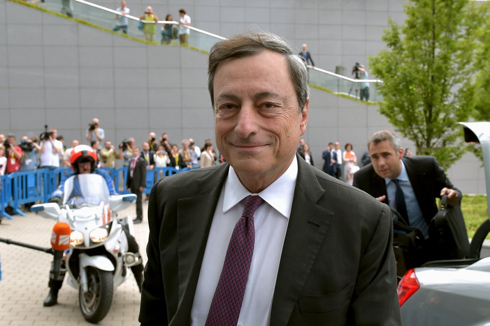European Central Bank President Draghi arrives at a euro zone finance ministers meeting on the situation in Greece in Brussels, Belgium