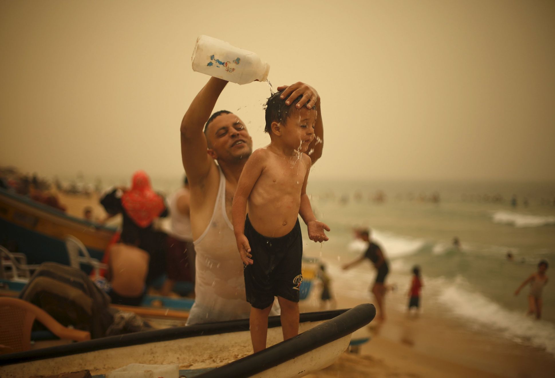 Písečná bouře -Gaza - Palestinci - moře