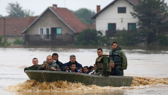 Povodeň v srbském městě Obrenovac.