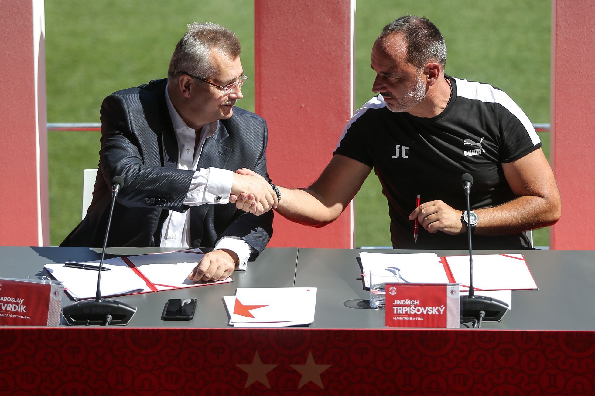 fotbal, Slavia Praha, Jaroslav Tvrdík, Jindřich Trpišovský, podpis smlouvy