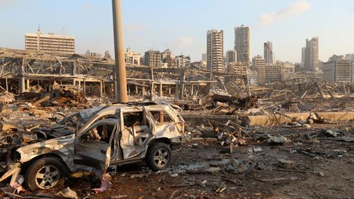 Následky výbuchu v Bejrútu.