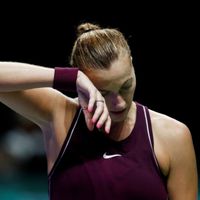 Petra Kvitová tenis, Turnaj mistryň 2018, Petra Kvitová při zápase s Caroline Wozniackou