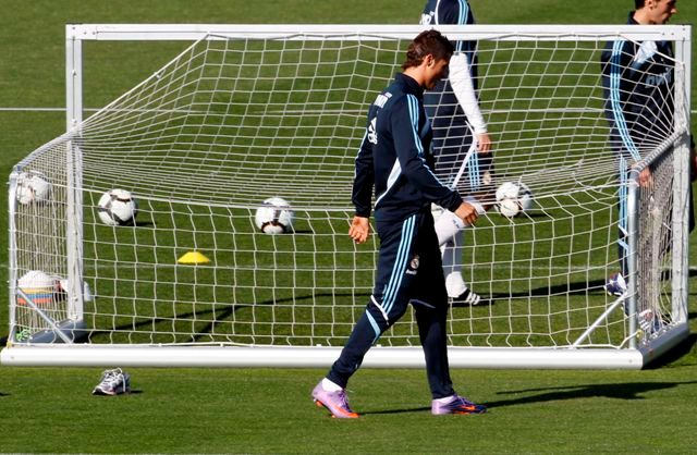 Cristiano Ronaldo na tréninku Realu Madrid. | Foto: Reuters