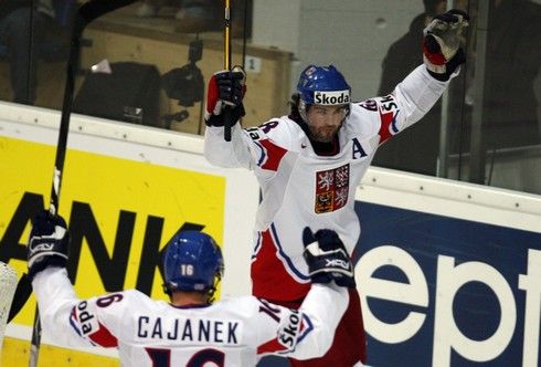 Jaromír Jágr oslavuje svou branku do sítě Slovenska. | Foto: Sport