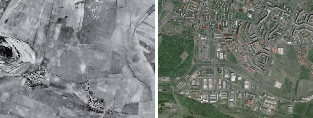 Historie a současnost. Vlevo stav roku 1953, vpravo stejné místo v roce 2006 | Foto: MŽP