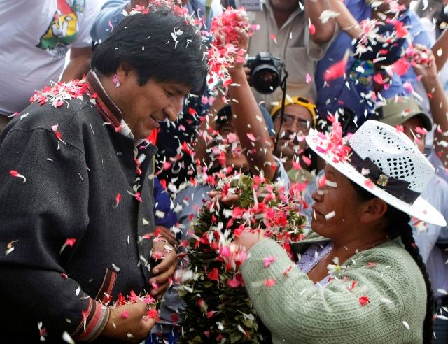 Morales na mítinku v Cochabambě, 22. ledna 2009 | Foto: Reuters