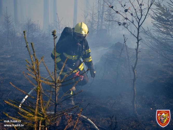 Hořelo ve špatně dostupném horském terénu. | Foto: HZS Moravskoslezského kraje