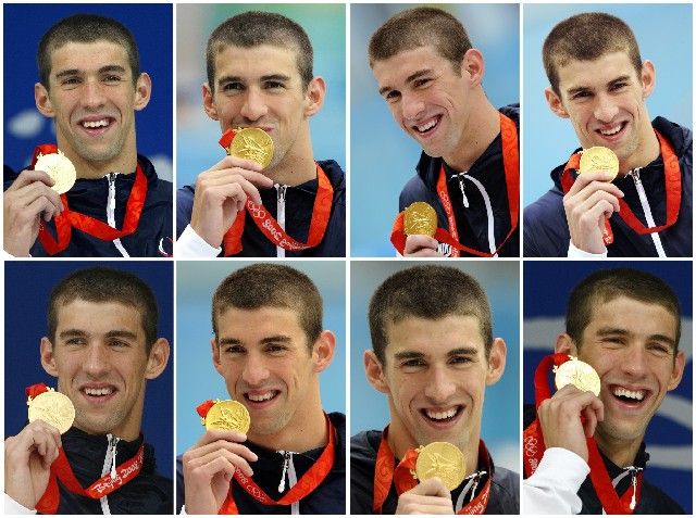 Osm. Tolik zlatých medailí získal Michael Phelps na olympijských hrách v Pekingu. | Foto: Reuters