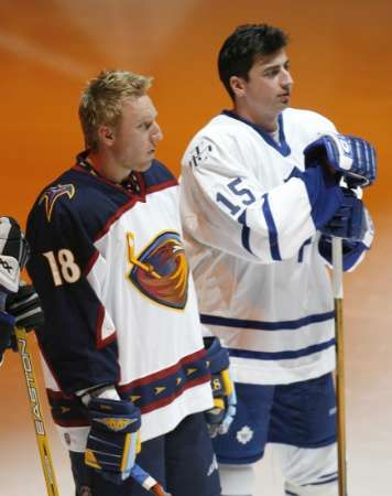 Hráči Východní konference All Star Game NHL Slovák Marián Hossa (vlevo) a český obránce Tomáš Kaberle. | Foto: Reuters