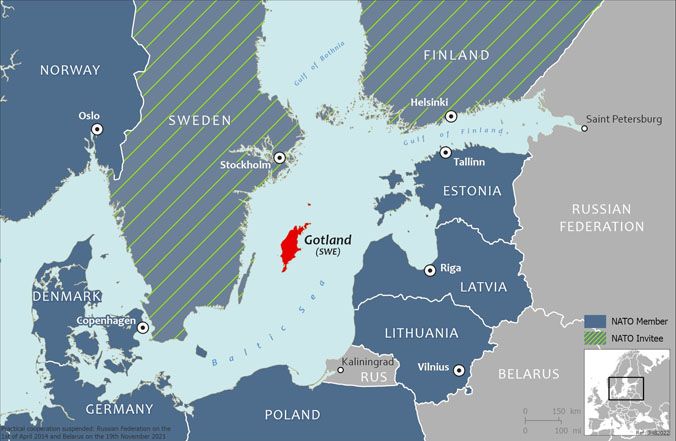 Mapa z roku 2022, znázorňující ostrov Gotland. | Foto: NATO