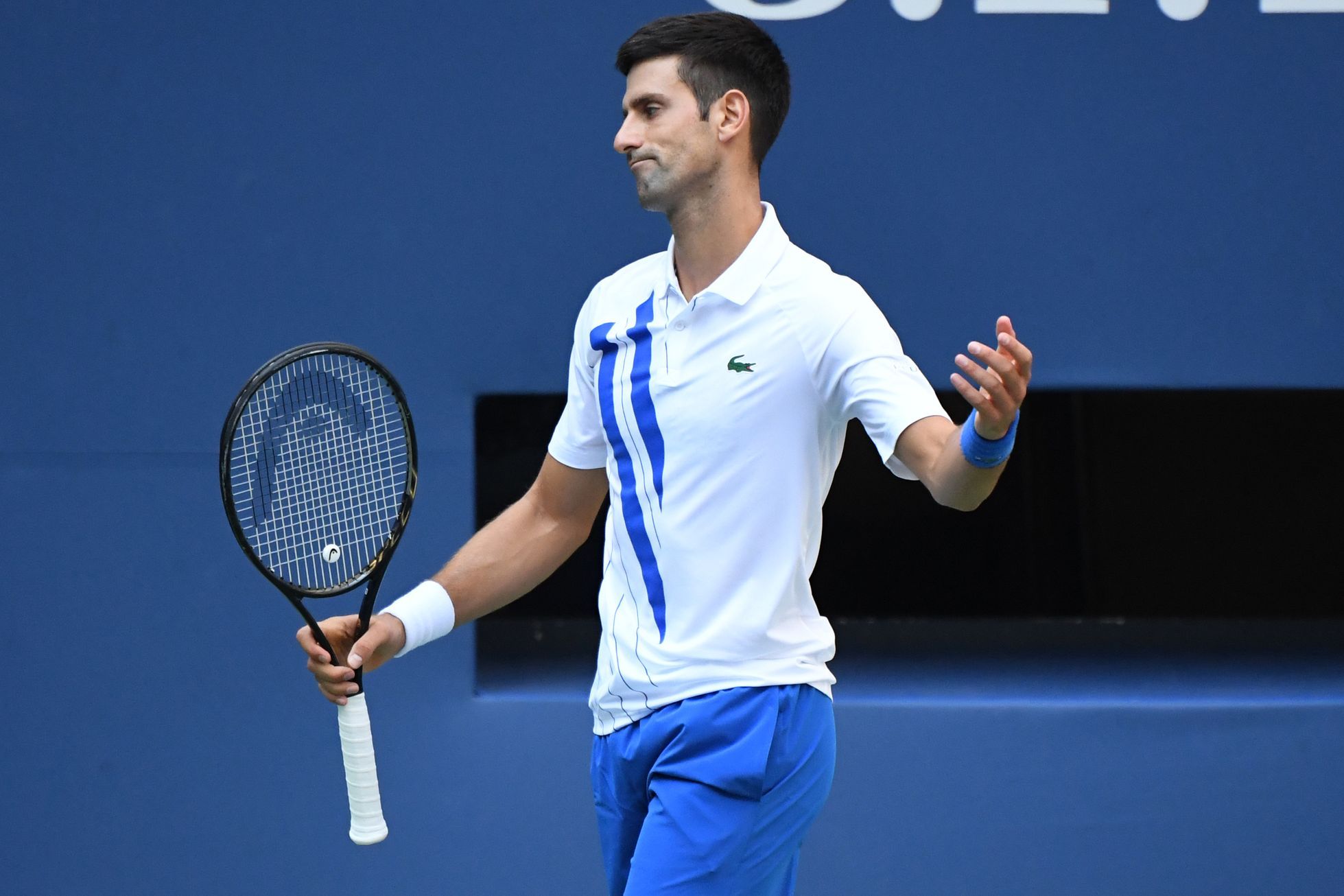 Sensations at the US Open.  Djokovic was disqualified, after the exchange the referee hit the neck