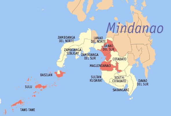 Mapa jižní části filipínského souostroví. Provincie Tawi-Tawi se rozkládá na stejnojmenném ostrově a 106 dalších ostrovech a ostrůvcích v jihozápadním cípu Filipín při hranicích s Malajsií a Indonésií | Foto: WikiUser:TheCoffee