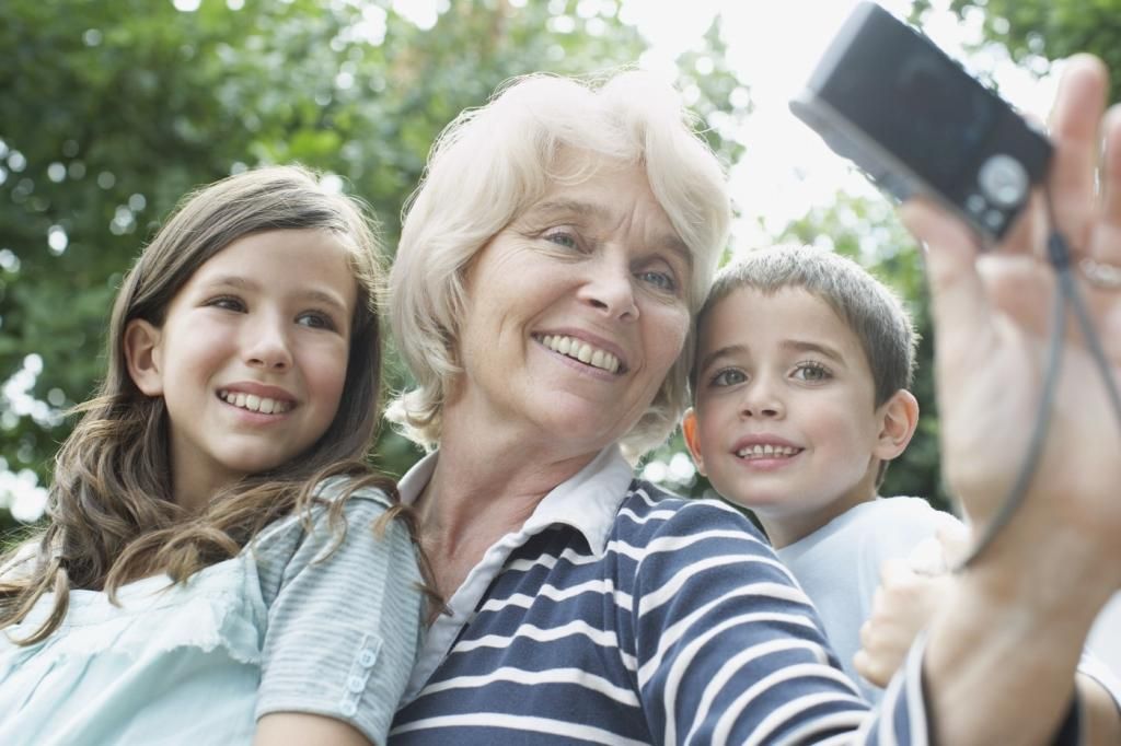 Granny with grandchildren.