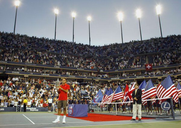 Slavnostní ceremoniál na Stadionu Arthura Ashe. | Foto: Reuters