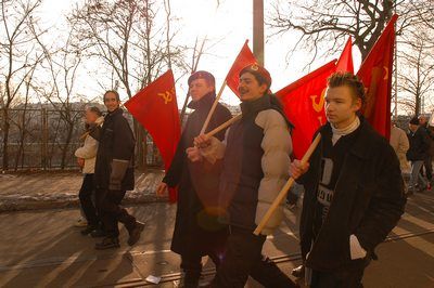 Demonstrace mladých komunistů z filmu Kupředu levá, kupředu pravá | Foto: Kristina Hrabětová