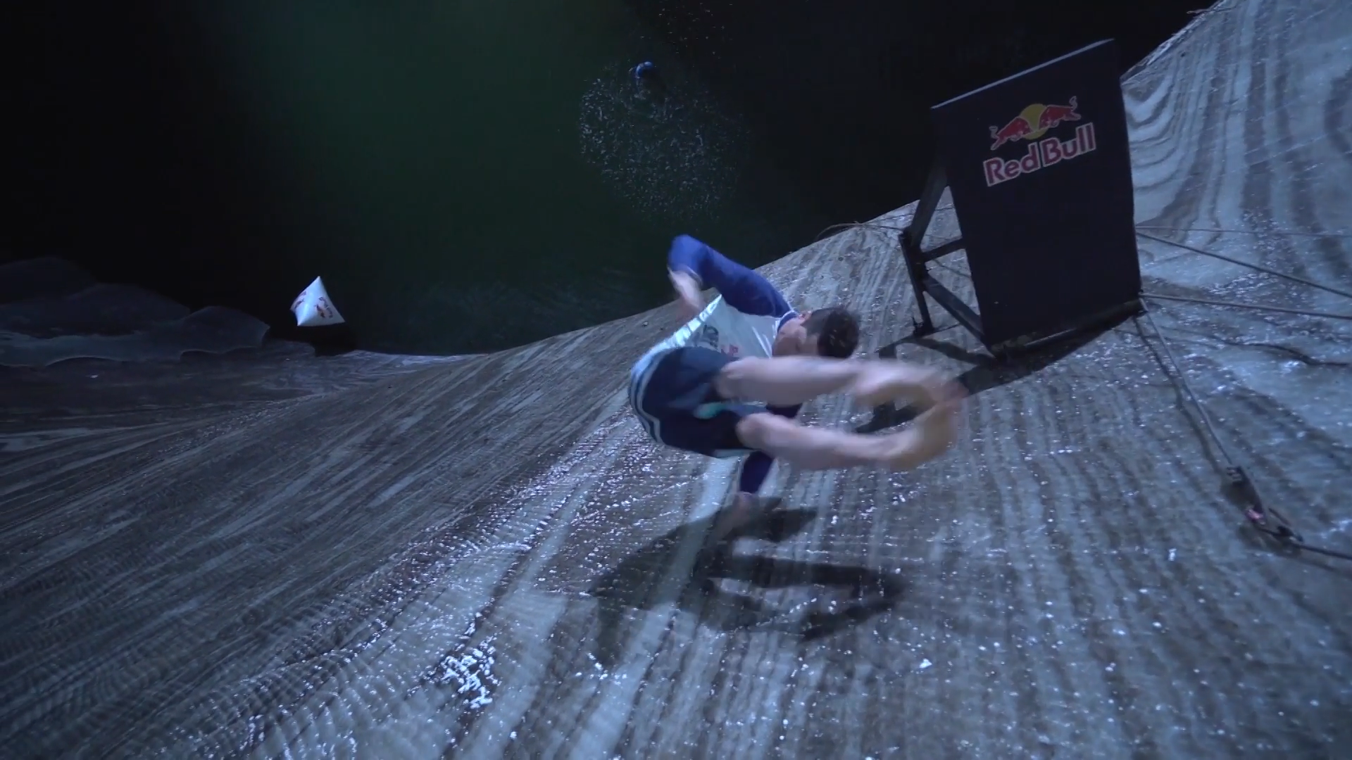 An unseen piece.  A pair of extreme athletes jumped into the lake 120 meters underground