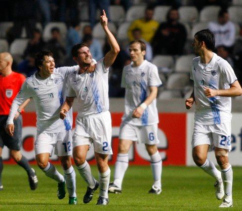 Radost v podání hráčů Anothorsis Famagusta. Kyperský celek remizoval s Interem Milán 3:3. | Foto: Sport