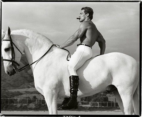 Malibu, California, 1988. Slavný snímek se začal na internetu objevovat s další zprávou o Schwarzeneggerově obnovené kariéře, podle níž ztvární trenéra koní. Použití je ovšem míněno ironicky. Fotka pochází z doby, kdy skutečně šel z role do role a hrál akční hrdiny. | Foto: Annie Leibovitz