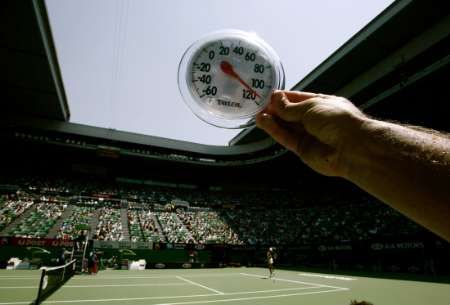 Teploměr na Australian Open ukazuje více než 43°Celsia. | Foto: Reuters