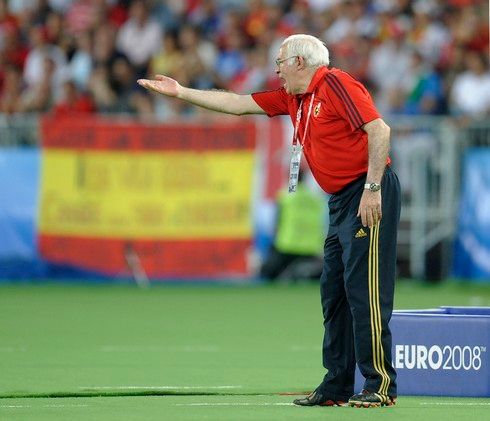 Kouč Španělů Luis Aragones žene své svěřence vpřed. | Foto: Reuters