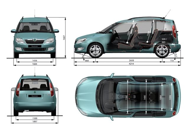 Rozměry Škody Roomster, 2006 až 2015 | Foto: Škoda-auto