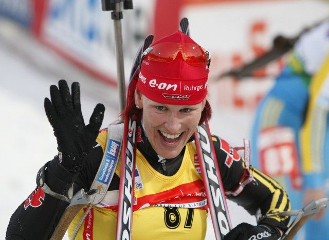 Němka Wilhelmová se raduje ze svého triumfu na MS. | Foto: Reuters