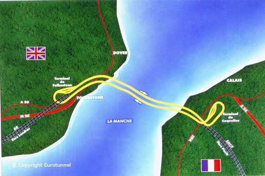 Mapa tunelu pod kanálem La Manche | Foto: Eurotunnel