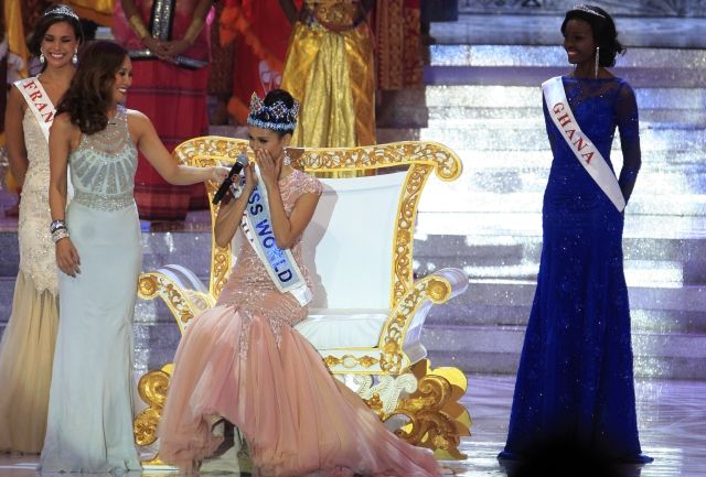 Megan Youngová, nová Miss World, na trůně | Foto: ČTK