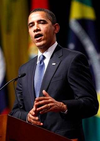 Barack Obama během projevu na summitu Organizace amerických států (OAS) | Foto: Reuters