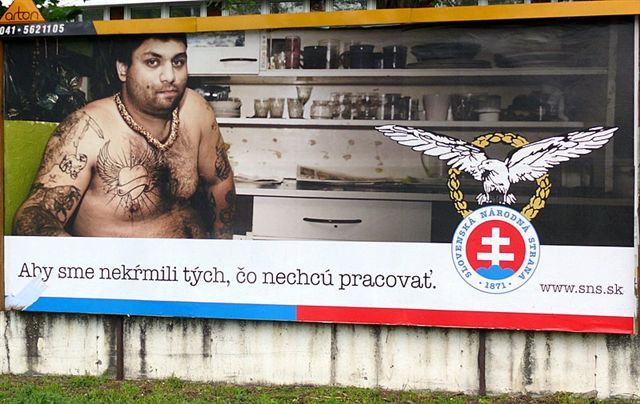 Kritizovaný billboard Slovenské národní strany. | Foto: Pavol Urbi, Aktualne.sk