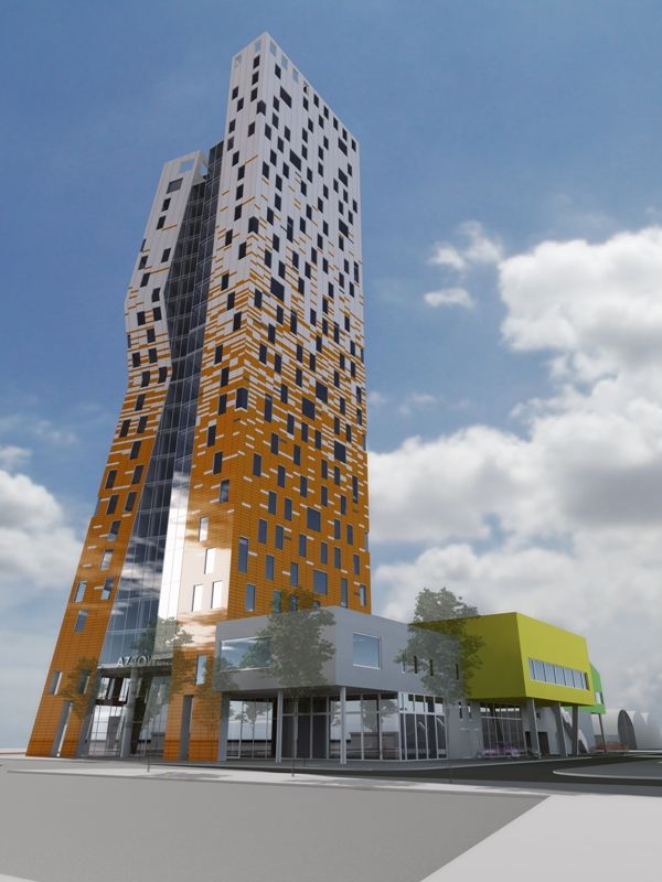 Nájemcům se AZ Tower otevře po kolaudaci až v létě. Na začátku roku 2013 je podle Petra Teplého ze společnosti Properity zatím pronajata více jak polovina prostor budovy. Ze 17 obytných apartmánů jsou už volné jen dva. Za 16 milionů korun (bez DPH) přitom již byl prodaný i ten největší. Mezonetový apartmán o rozloze 330 metrů čtverečních bude ve 28. a 29. patře budovy. Takto bude AZ Tower vypadat po dostavbě. | Foto: AZ Properity