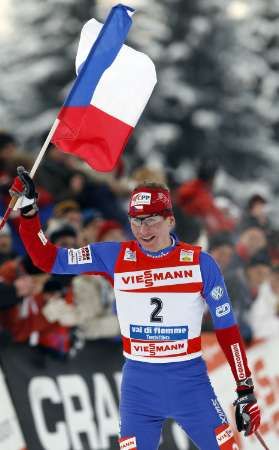 Lukáš Bauer se raduje z výhry na Tour de Ski | Foto: Reuters