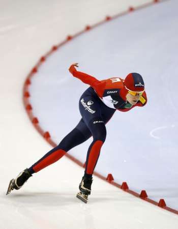 Mistryně světa Martina Sáblíková na trati 3000m v Salt Lake City | Foto: Aktuálně.cz