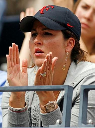 Mirka Vavrinecová, přítelkyně Rogera Federera v hledišti Flushing Meadows | Foto: Reuters