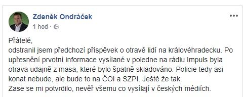 Příspěvek Zdeňka Ondráčka. | Foto: Aktuálně.cz