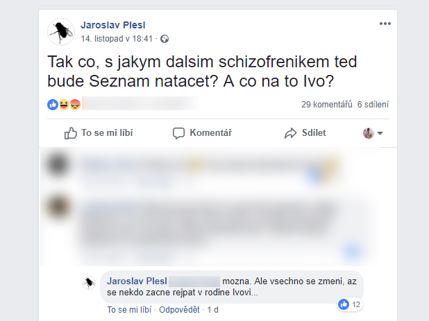 Screenshot komentáře šéfredaktora MF Dnes Jaroslava Plesla, který zveřejnil dne 14. 11. 2018 na svém Facebook účtu. | Foto: Aktuálně.cz