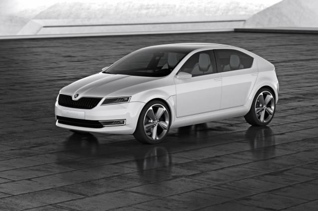 Na vystaveném konceptu bylo vidět poměrně ostrou linku vedoucí přes celou délku vozu, těsně pod úrovní klik dveří. | Foto: Skoda-Auto