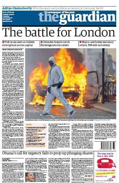 The Guardian: "Bitva o Londýn." | Foto: http://www.frontpagestoday.co.uk