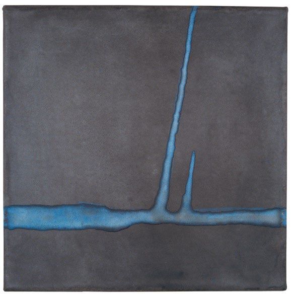 Jan Jedlička, Maremma, grigio-blu I, 2004, pigmenty na japanu a plátně. | Foto: Galerie hlavního města Prahy