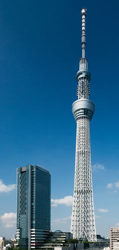 Telekomunikační věž Tokyo Sky Tree v Japonsku je nejvyšší stavbou svého druhu na světě a druhou nejvyšší budovou současnosti po Burdž Kalifa. Měří 634 metrů, dokončena byla v roce 2012. Architekt: Nikken Sekkei. | Foto: tokyo-skytree.jp