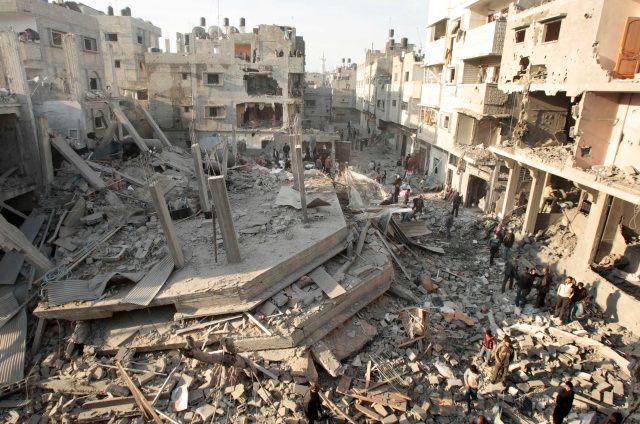 Zničené domy v hlavním městě pásma Gaza City | Foto: Reuters