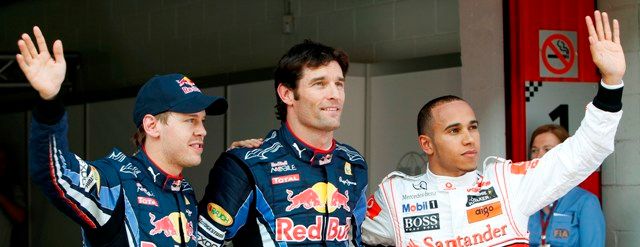 Trio, které ovládlo kvalifikaci: Sebastian Vettel, Mark Webber a Lewis Hamilton | Foto: Reuters