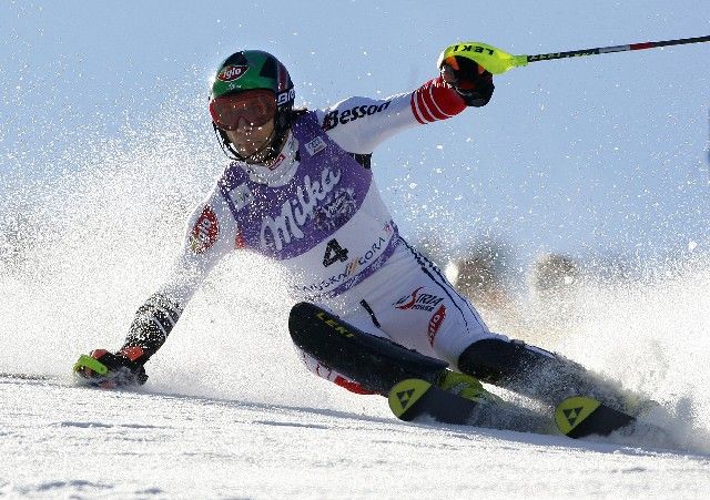 Rakušan Mario Matt na trati prvního kola slalomu SP v Krajnske Goře. | Foto: Reuters