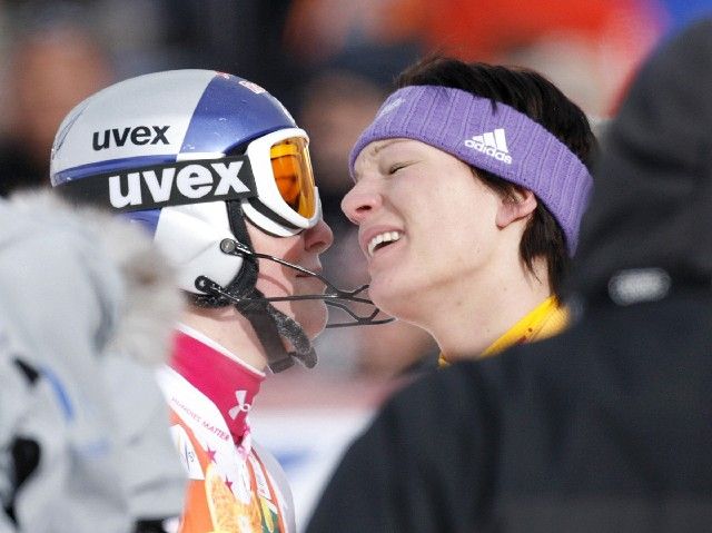 Lindsey Vonnová a Maria Rieschová, první a druhá žena konečného pořadí Světového poháru v sezóně 2008/2009. | Foto: Reuters