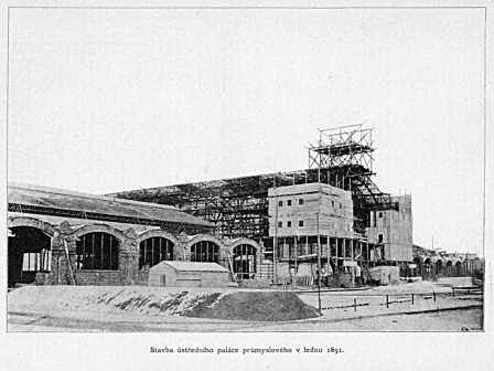 Průmyslový palác při výstavbě v lednu 1891. | Foto: Muzeum hlavního města Prahy