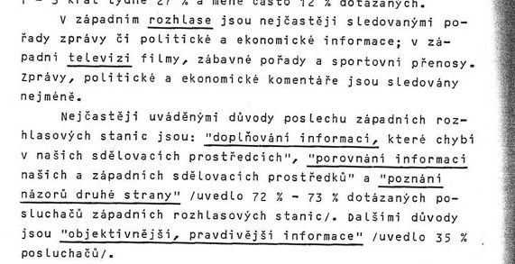 Proč lidé poslouchají západní rozhlas (údaje z průzkumu ÚVVM z roku 1982). | Foto: Aktuálně.cz