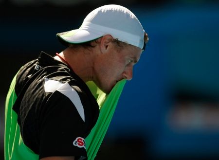 Lleyton Hewitt při utkání prvního kola Australian Open. | Foto: Václav Rojík