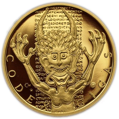 Zlatá pamětní medaile ze sady Codex Gigas vydané v říjnu 2008. | Foto: Zlaté mince - numismatika