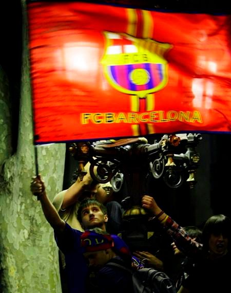 Fanoušci FC Barcelona slaví mistrovský titul. | Foto: Václav Rojík