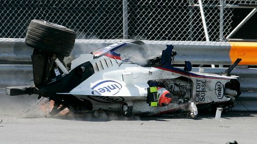 Robert Kubica se svým vozem BMW-Sauber těžce havaroval při Velké ceně Kanady. | Foto: Reuters